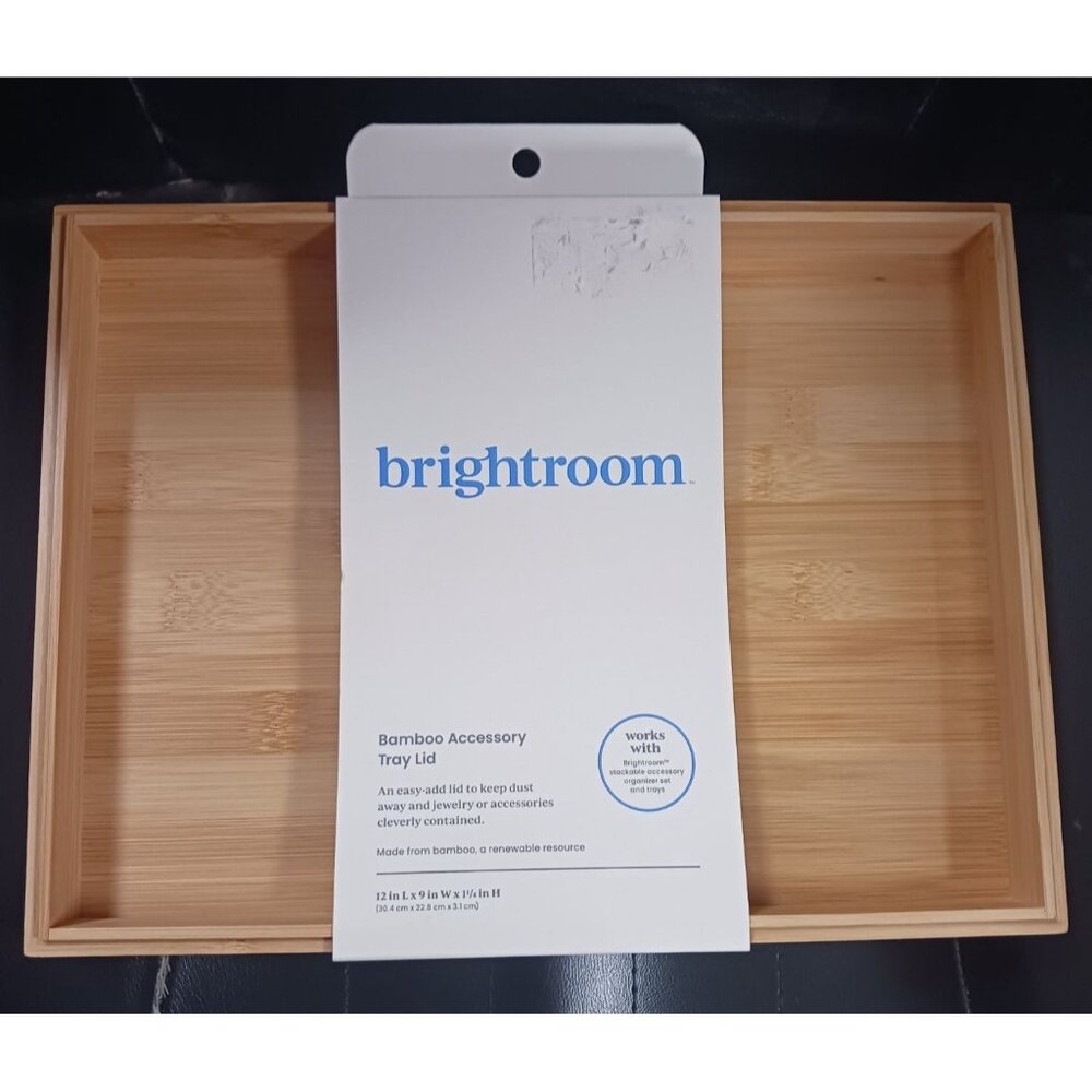 Brightroom Bamboo Accessory Tray Lid 12inL X 9inW X 1 1/4inH NEW